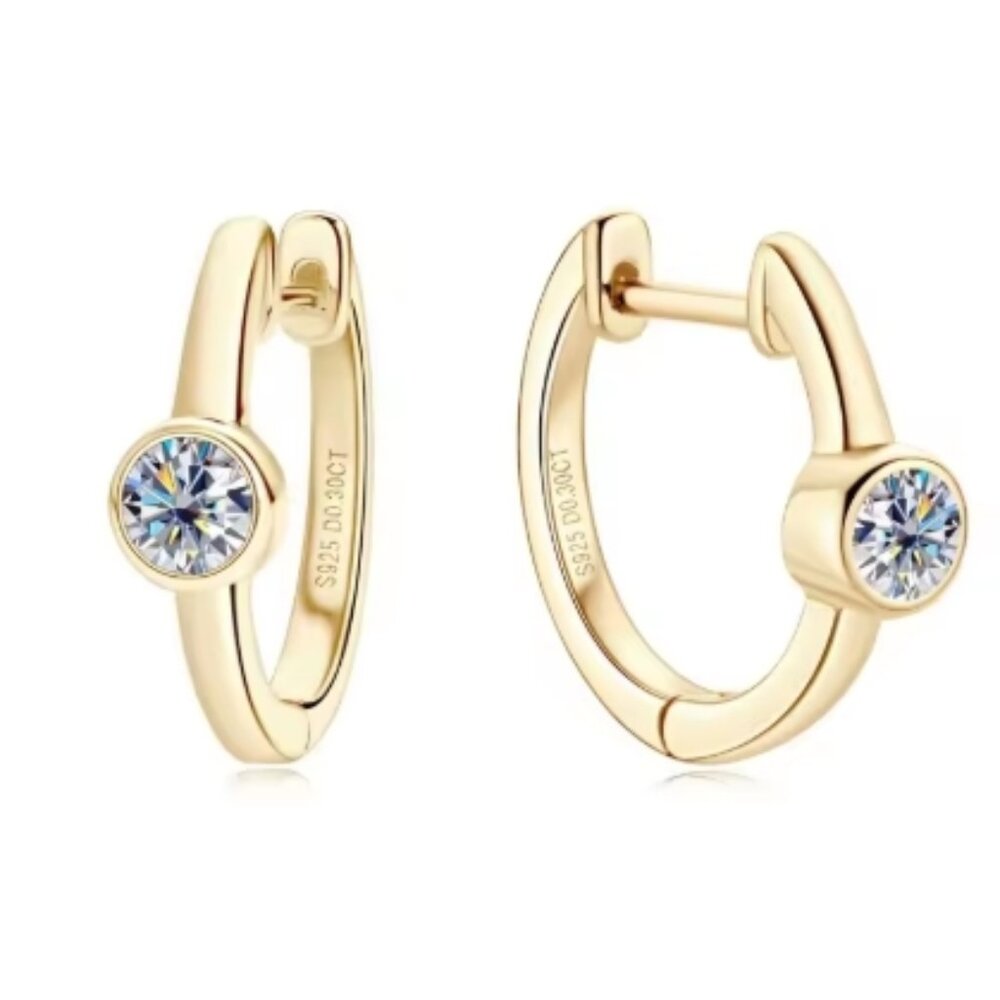 Certified Moissanite Hoop Earrings, 18K White Gold Plated, Hoop Earrings, Gift